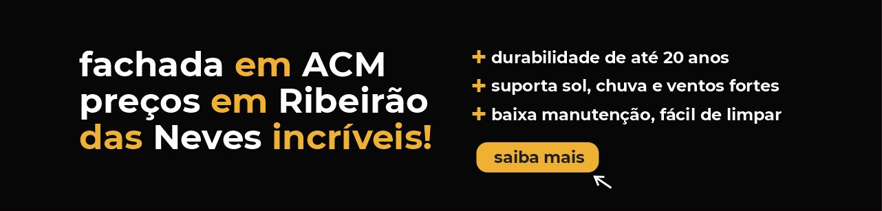 Publicidade em português sobre fachadas em ACM em Ribeirão das Neves.