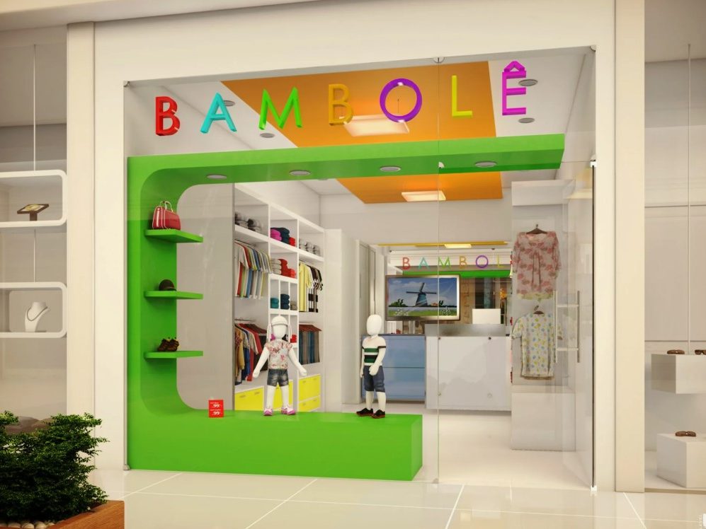Fachada da loja Bambolê com design vibrante e colorido.